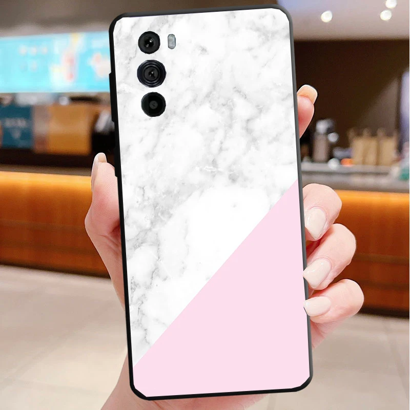 حافظة هاتف لهاتف موتورولا إيدج 50 40 برو 60 50 40 30 Ultra Neo Fusion Moto G85 G72 G53 G54 G84 G13 G32 كلمة أناناس رخامية فنية