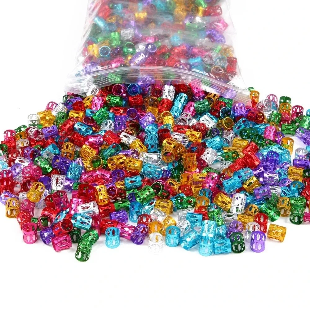 100PCS Colorful Hair Jewelry Rings Aluminum Multicolor Braid Decoration Rings Flexible Opening Steel Ring Inserts