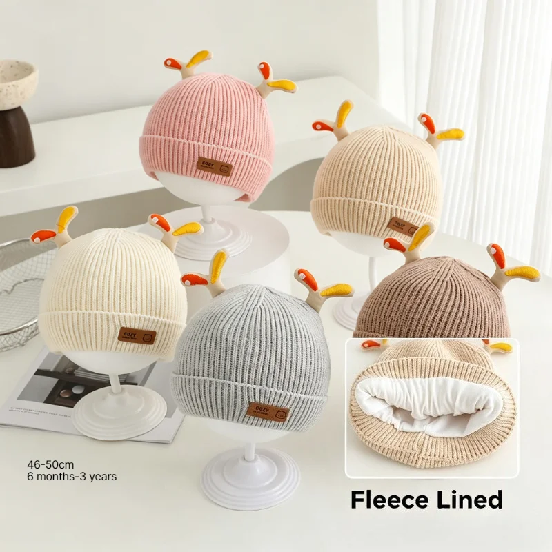 Kids Hat 46-50cm 6M-3Y Girls Cap Winter Outdoor Windproof Warm Earflap Knitted Beanie Boys Hats Cold Proof Caps Children Caps