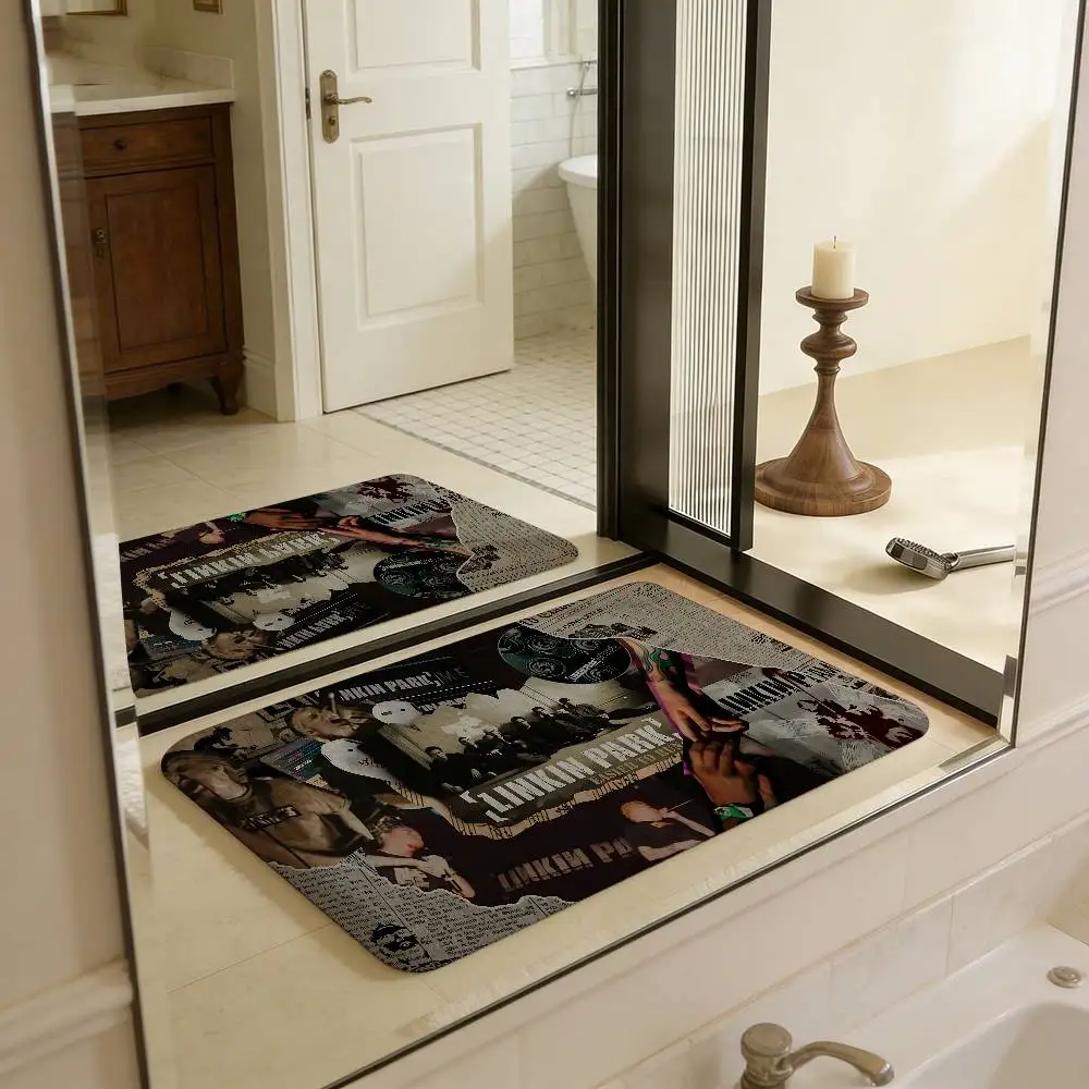 L-Linkin P-Park Famous Band Room Mats Anti-slip Absorb Water Long Strip Cushion Bedroon Mat Household Carpets