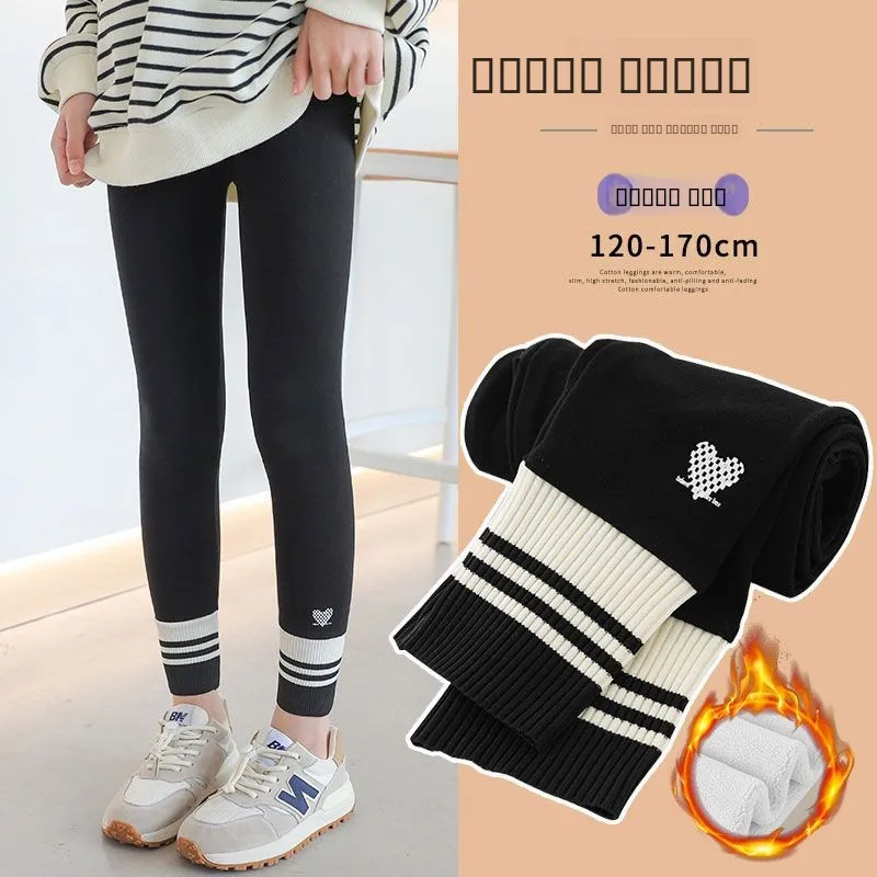 

Утепленные повседневные брюки для девочек на осень-зиму, комфортные эластичные трикотажные штаны для детей и подростков