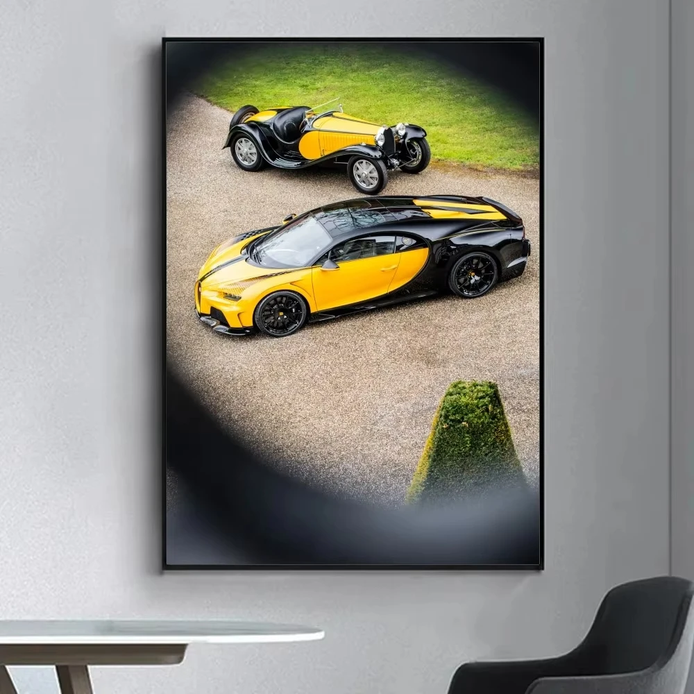 Bugattis Sports Car Poster Fancy Wall Sticker for Living Room Bar Vintage Decorative Painting Middle