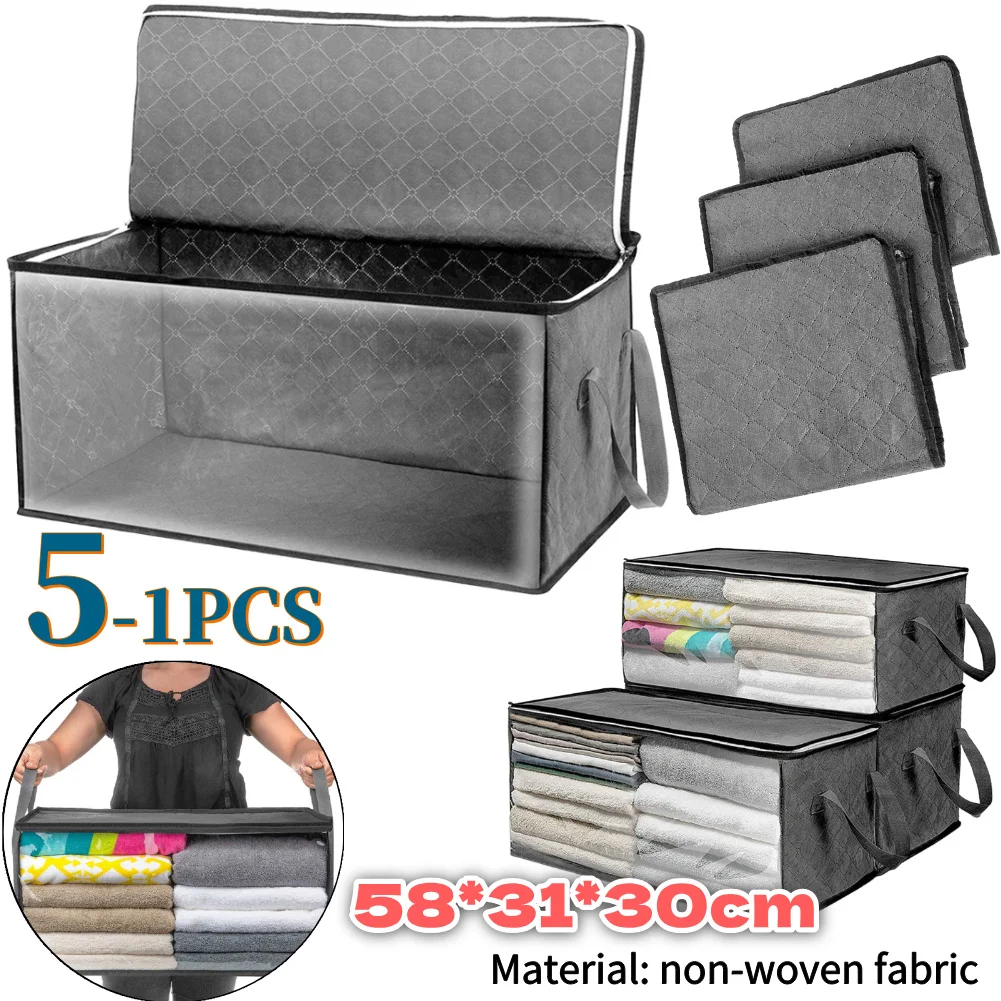 Foldable Blanket Storage Bags with Sturdy Zippers Sweater Quilts Organizer Closet Organizer Thick Fabric for Bedroom Closet Dorm