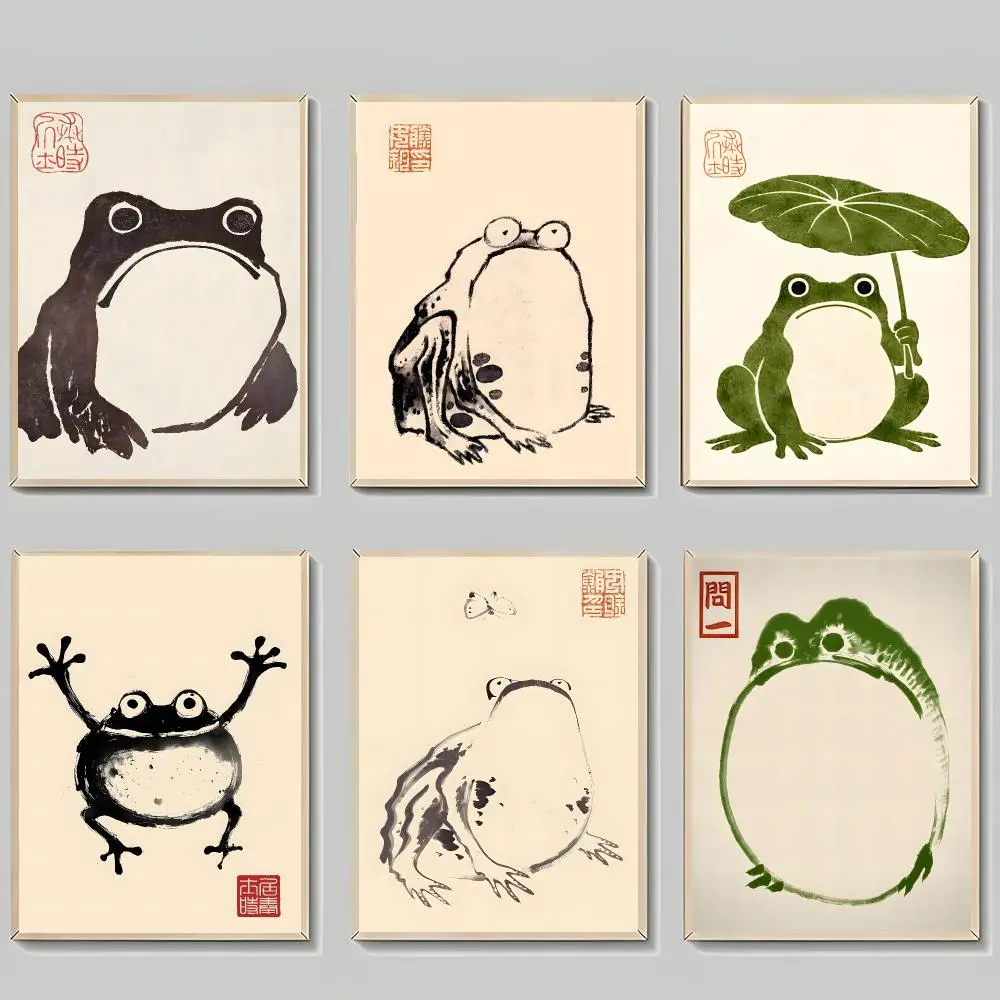 Art Painting Ukiyo-e H-Hoji Ukiyoe Frog Wall Art Paintings Poster Wall Decor, Indoor Outdoor for Young Collectors