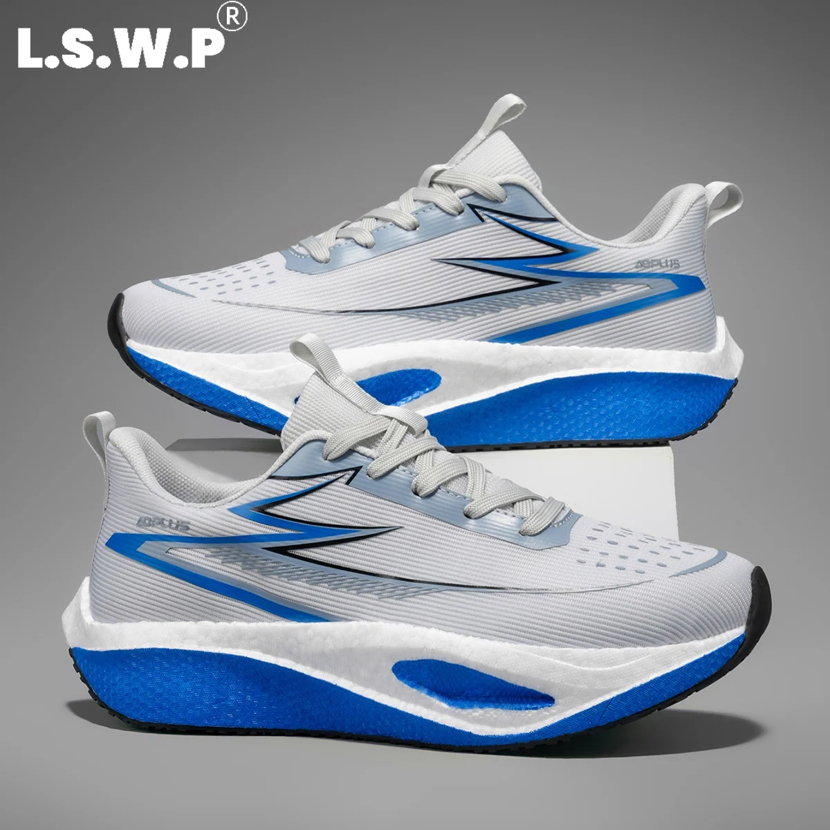 Men's Casual Sports Shoes, Men's High-Elastic Popcorn Thick-Soled Racing Running Shoes, Lightweight Woven Mesh Breathable Sports Shoes, Simple Lightning Line Design, Shock-Absorbing, Non-Slip, Wear-Resistant, Marathon Long-Distance Running, Outdoor Fitness Training Men's Shoes