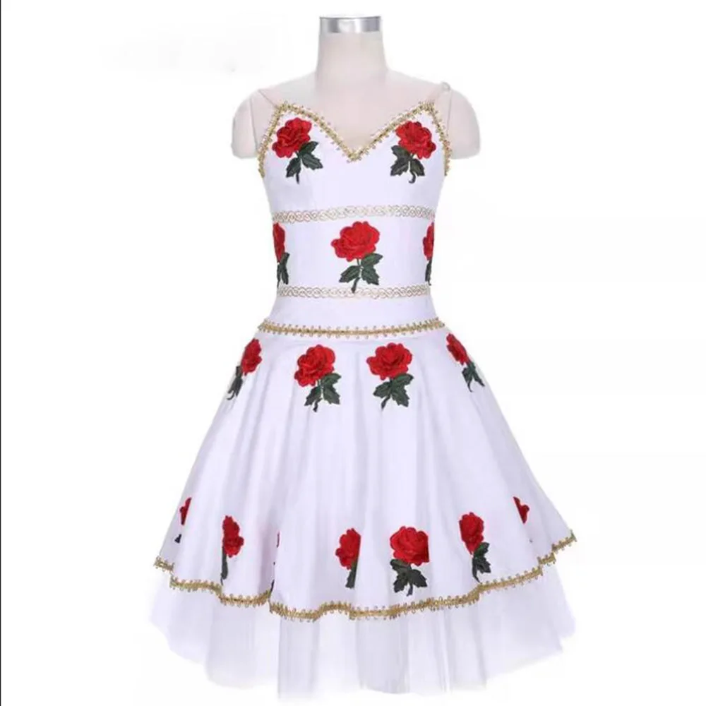 

The Awakening oF Flora Ballet Dress Flower Pattern Decoration, White Ballet Skirt For Performance Retail Wholesale