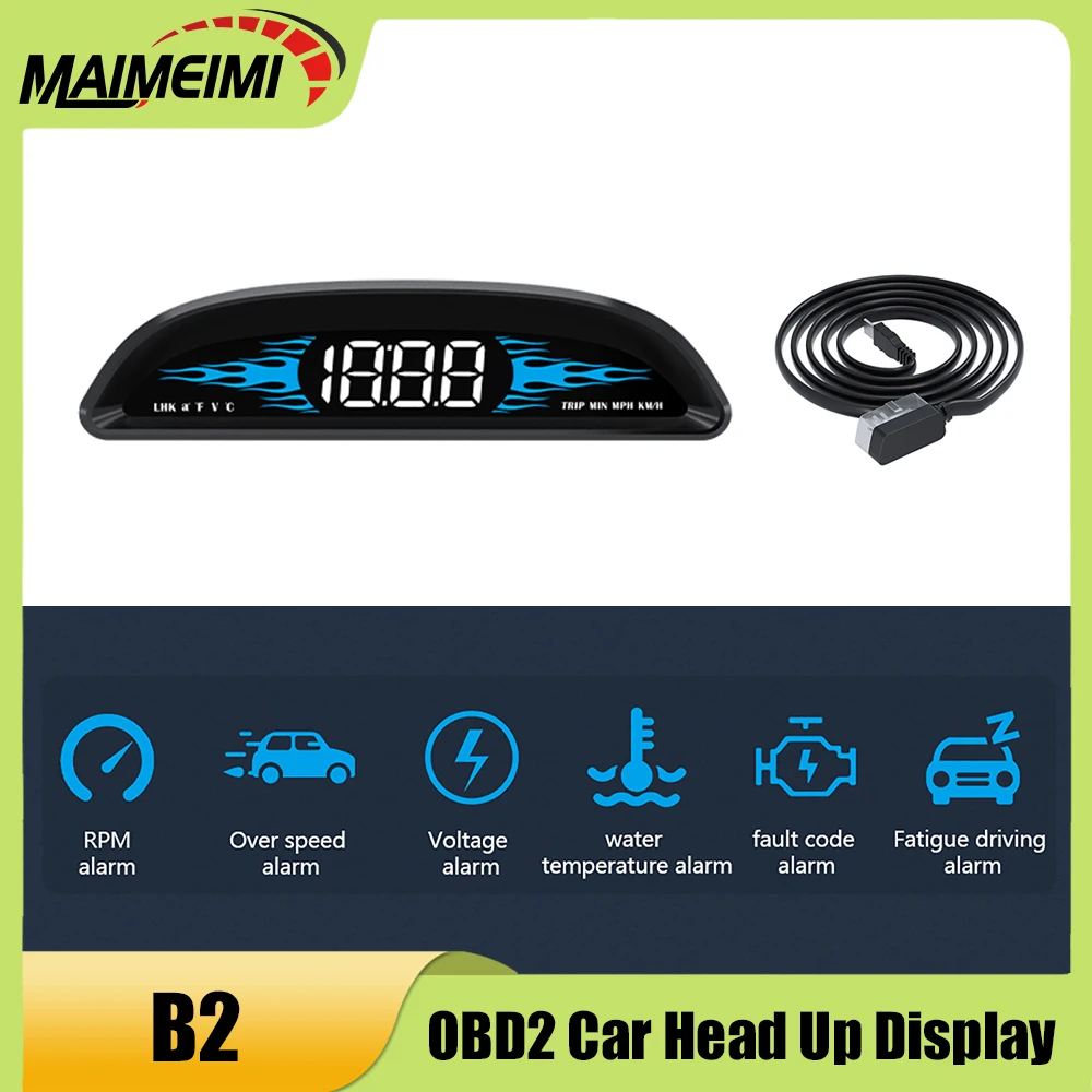

B2 OBD2 Head Up Display Car HUD Digital Speedometer KMH MPH Fuel Gauge Voltage Water Temp With Alarm Auto Electronics Accessorie