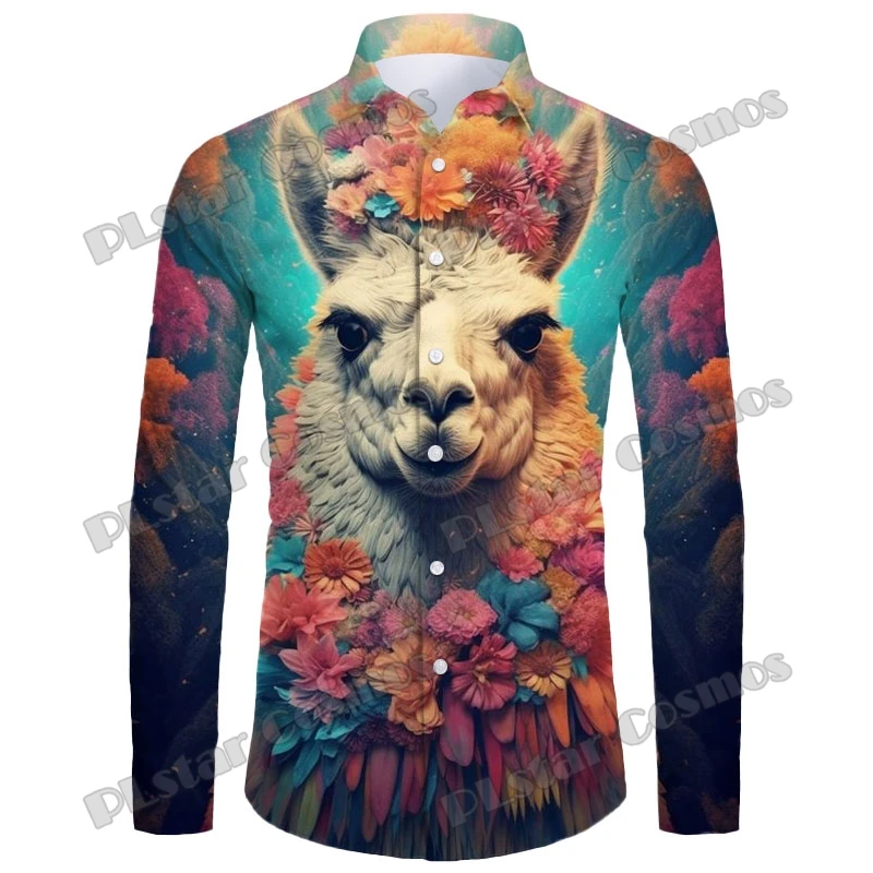 Animal Unicorn & Alpacas 3D Printed Fashion Men's Long Sleeve Button Down Shirts Streetwear Spring Mens Casual Lapel Shirt CXS02