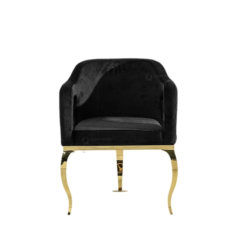 

Italian light luxury designer high-end dining chair household flannel dining chair restaurant stainless steel backre