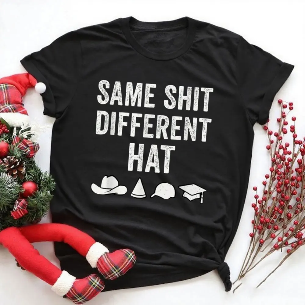 

Same ShJt, разные шляпы, забавные для мужчин и женщин, футболки унисекс, уличная одежда с короткими рукавами и круглым вырезом, хлопковые футболки высокого качества