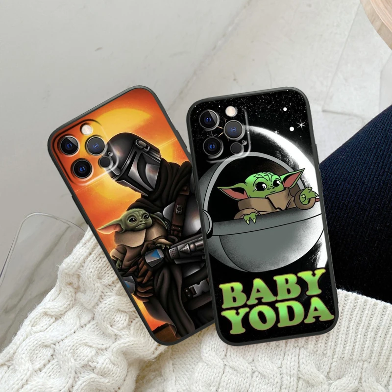 Star Wars Baby Yoda Art iPhone 15 14 13 12 11 X XS XR 8 7 Pro Plus Max Mini 5S 5 SE Black Phone Case