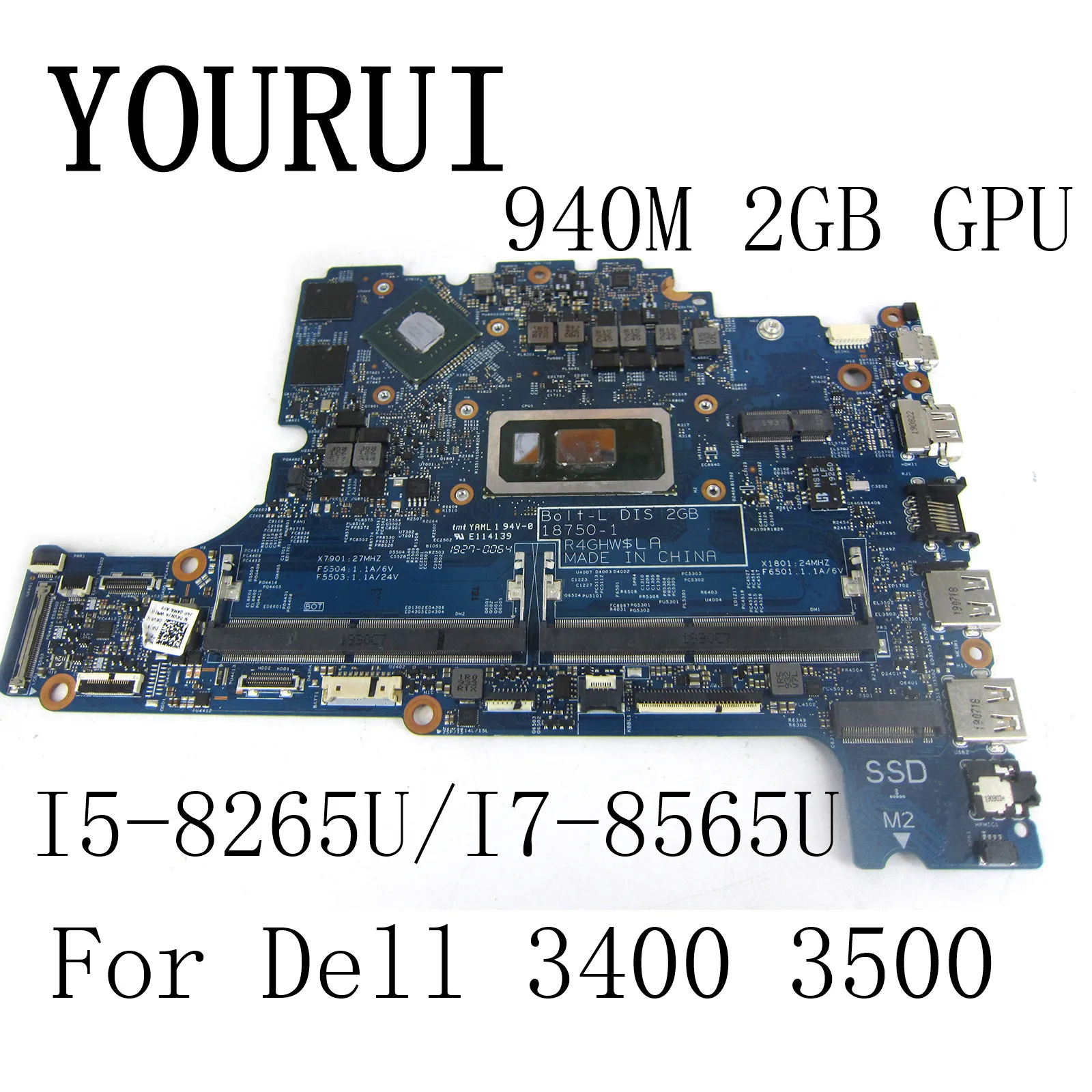 18750-1 For Dell Latitude 3400 3500 Laptop Motherboard With i5-8265U i7-8565U CPU and V2G 940M GPU Mainboard CN-0KVN26