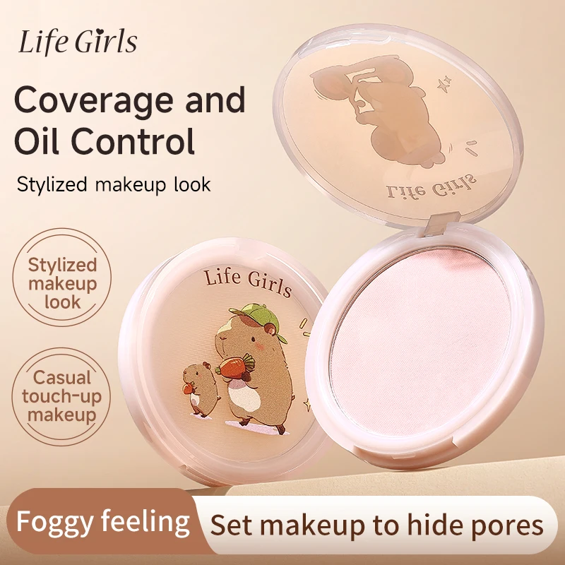 Life Girls Feathered Mist Soft Focus Setting Powder Compact, Four-Step Setting, 12-Hour Makeup Retention, Brightens Skin Tone