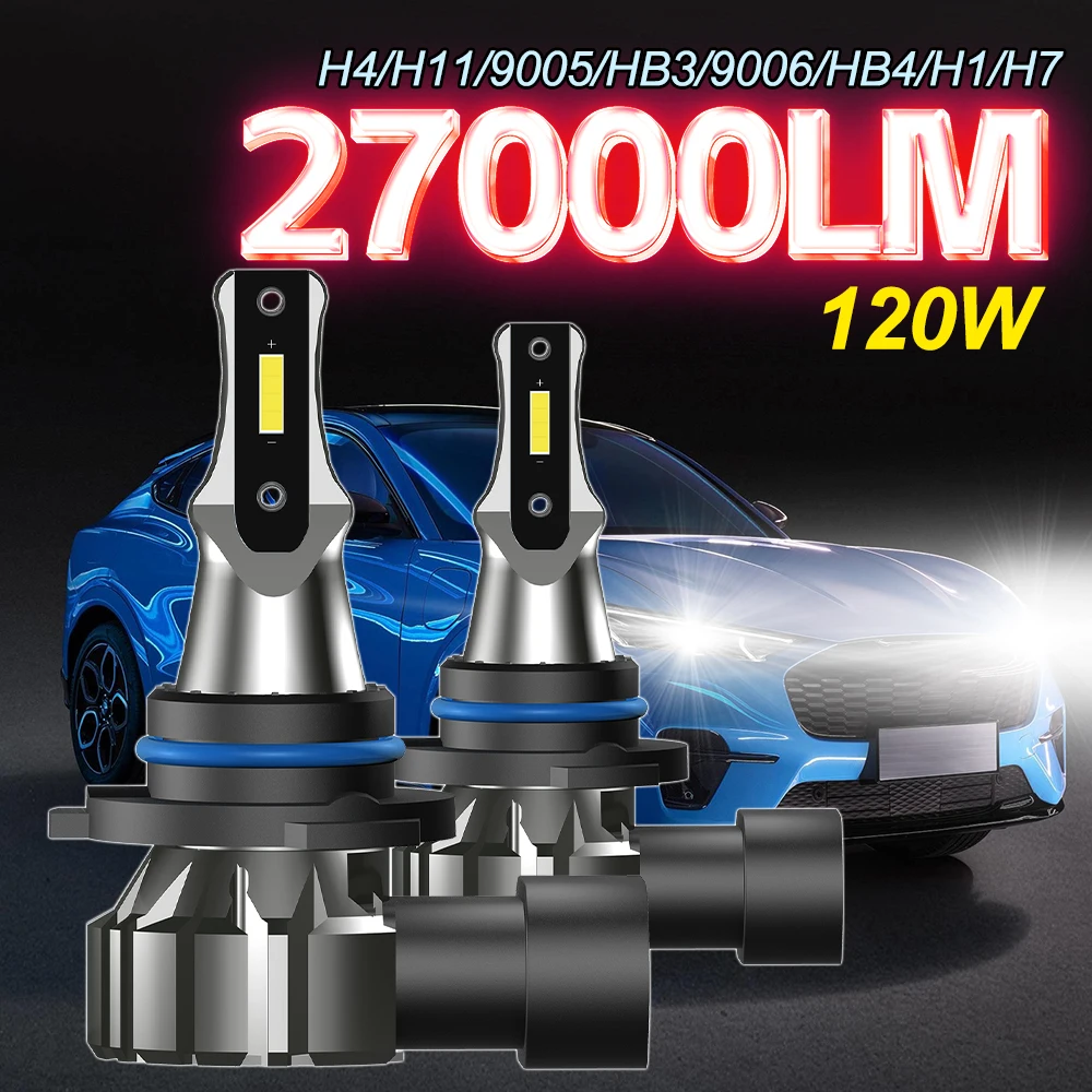 

27000LM Turbo H7 H11 LED Headlight Bulbs 6000K CANBUS Lights H4 9012 9005 HB3 9006 Mini Lamp 3580 CSP Wireless Plug and Play