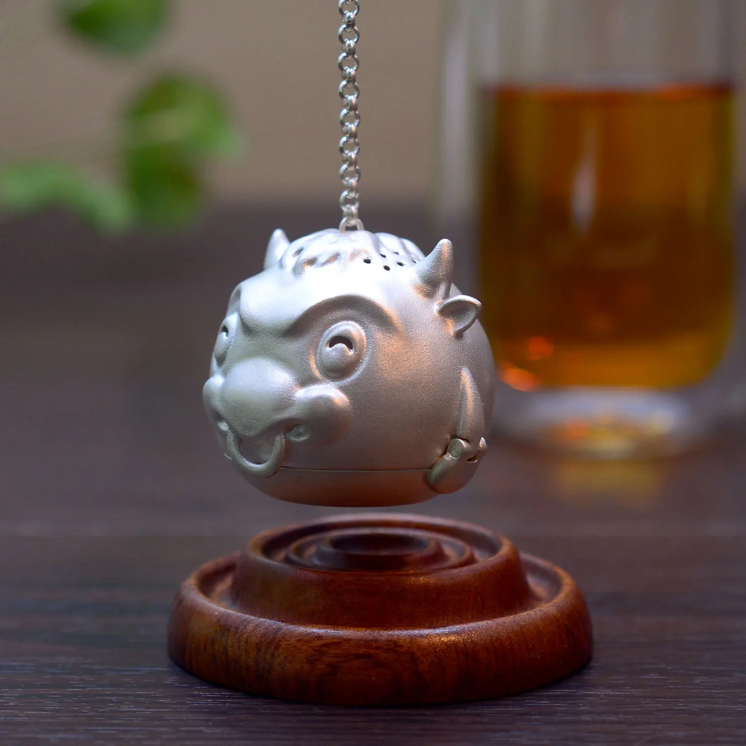 Zodiac Cattle Tea Filter Leak Sterling Silver 999 Kung Fu Tea Bubble Ball Office Portable Teapet Teaset, Reuseable