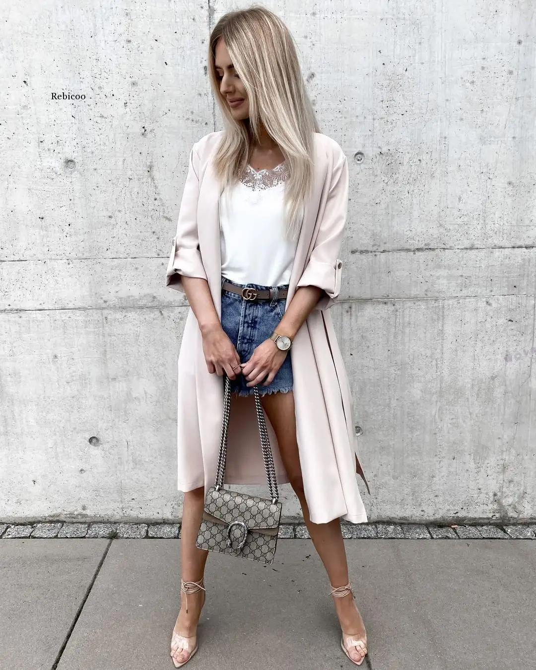 

Women Elegant Trench Coat Long Sleeve Spring Autumn Fashion Street Wear Korean Long Trench Femme Outwear