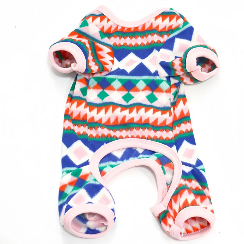 بيجامة دافئة وزرة للكلاب الصغيرة والمتوسطة تشيواوا يورك الصوف الكلب ملابس الشتاء 4-الساق هوديي زي جرو منامة بذلة