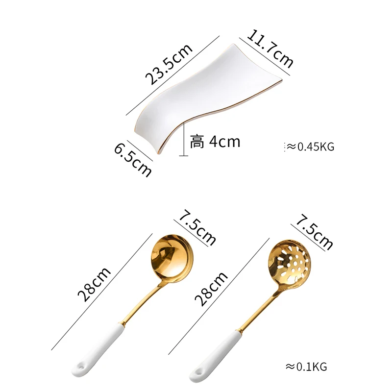 Nordic Luxury Gold Stainless Steel Soup Spoon Chopstick Rack Home Tableware Shelf Ceramic Spoon Colander Kitchen Utensils Stand