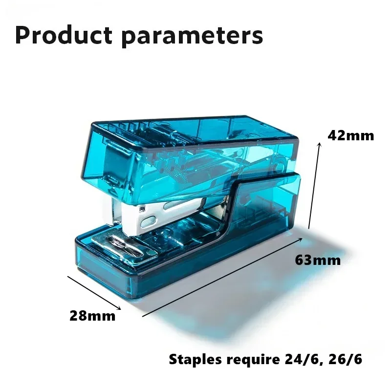 Stapler transparan Binder warna kontrak, ukuran Mini dengan 640 buah Set Staples 24/6 perlengkapan sekolah alat Binder kantor