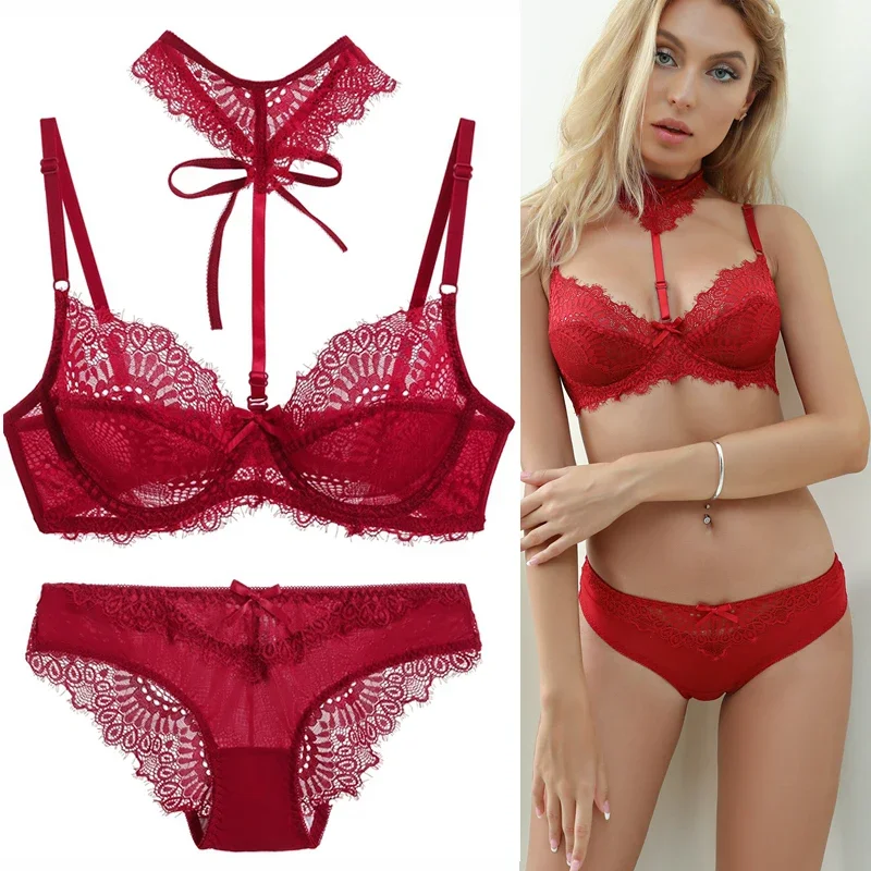 

Women Underwear Lace Underwear Brief Lingerie Erotiic Perspective Underwear Woman Transparent Bra Sets Embroidery Sexy Bra Sets