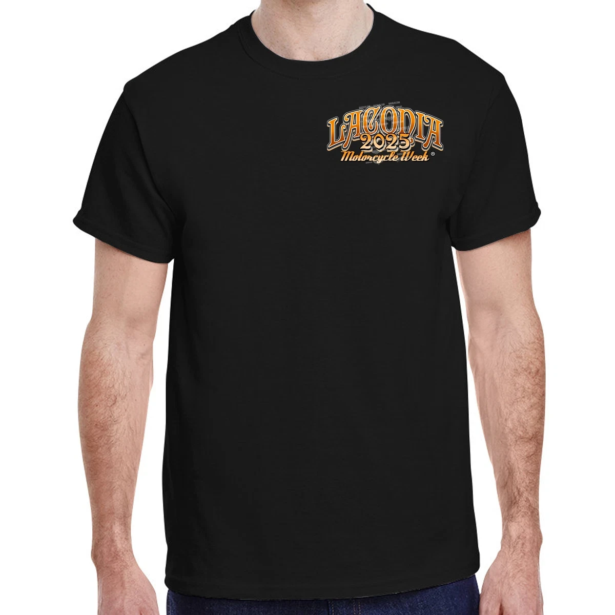 

2025 Laconia Motorcycle Week Black Train T-Shirt No Harley