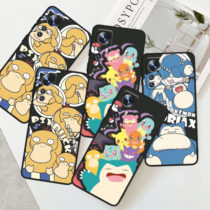 Pokémon Snorlax Psyduck For Xiaomi Mi 14 13 12T 12S 12X 12 11i 11X 11T 11 Ultra Lite Pro Soft Silicone Black Phone Case