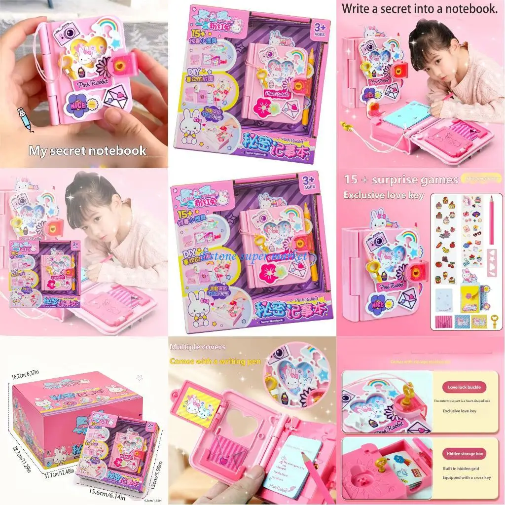 090B Creatief handwerknotitieboekje voor kinderen Geheim dagboek Notitieboekspeelgoed met cartoonthemaontwerp voor expressie