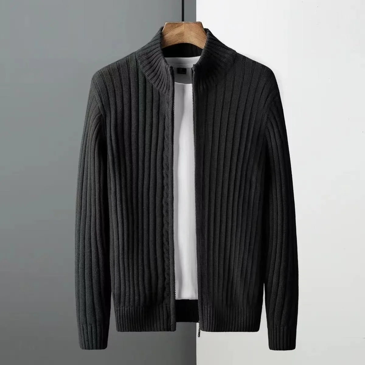 

Высококачественный открытый кардиган k Blue ey Bla M3XL, мягкий полиэстер, зимняя длинная молния све, круглый мужской вязаный свитер Ne...