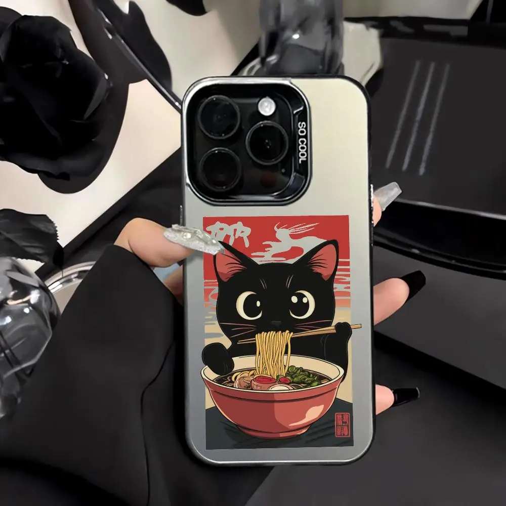 

Чехол для телефона Cat Eats Japanese Ramen с защитой от отпечатков пальцев, чехол для iPhone 16, 15, 14, 13, 12, 11 Pro/ Max/ Plus, противоударная задняя крышка