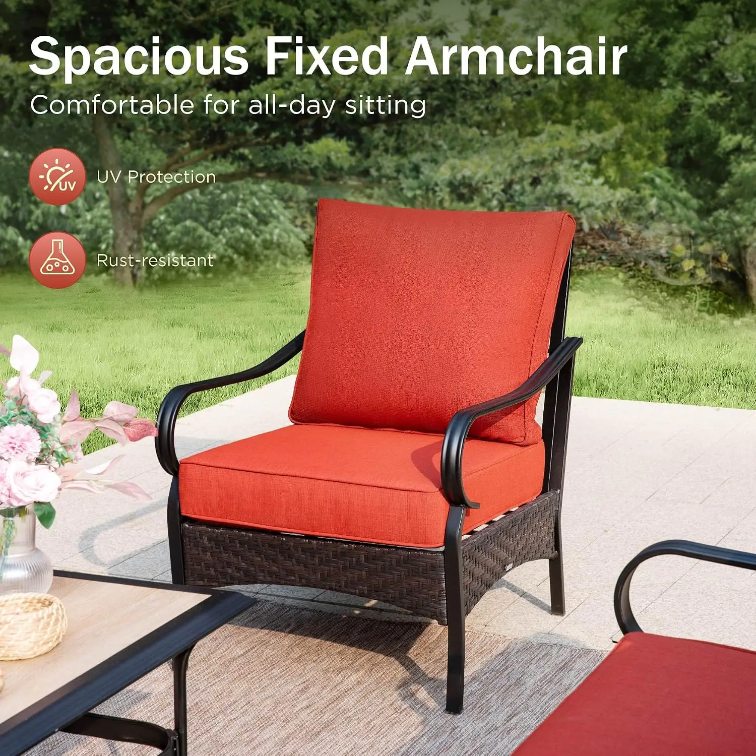 Wicker Wicker Patio Sofa Chair Set Of 2, Outdoor Garden Seating, Red, Customized - Aliexpress Deal