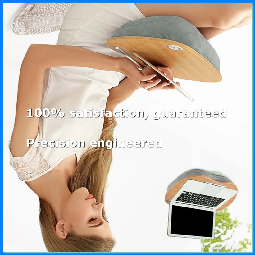 Lap Desk with Pillow Cushion Portable Bamboo Laptop Table Pillow Lap Desk Learning Desk for 14 Inch Computer Notebook A-A63M
