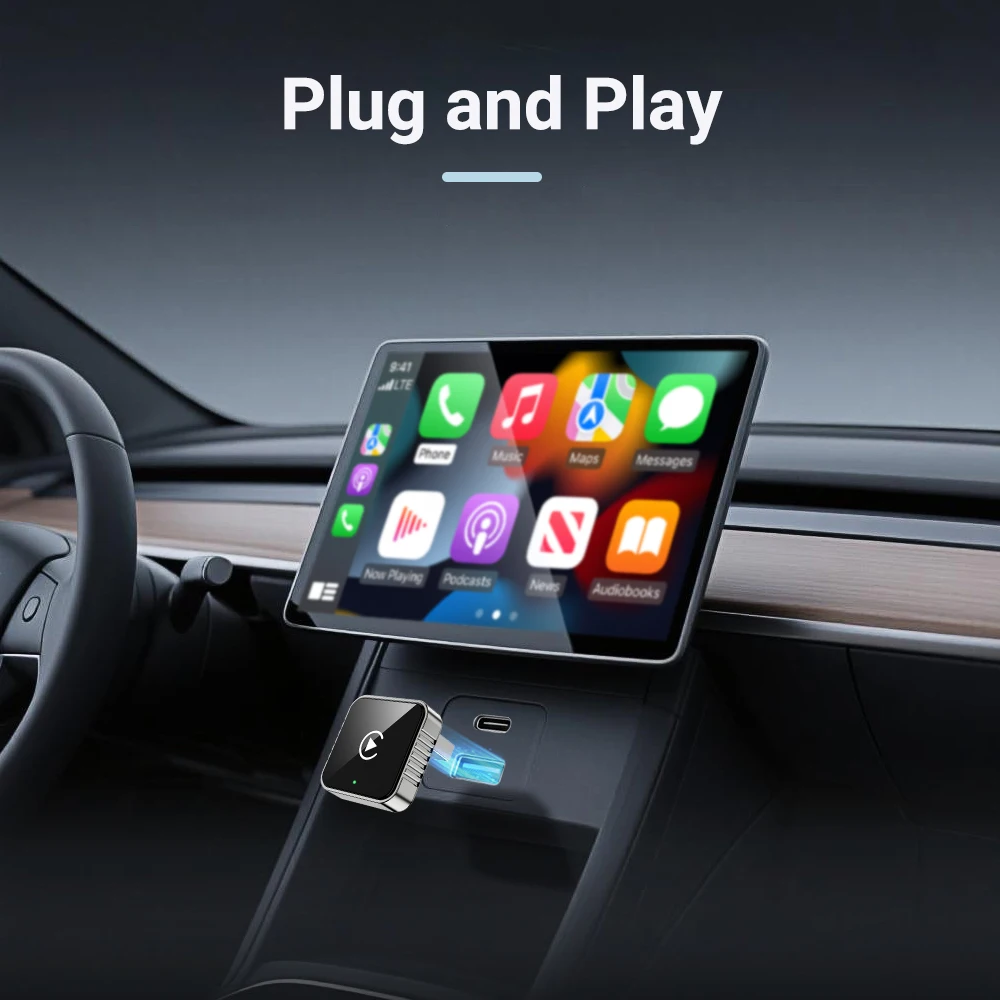 Integrated Wired To Wireless CarPlay Android Auto USB Adapter Convert Factory Original Wired Car Audio System Plug And Play Wire
