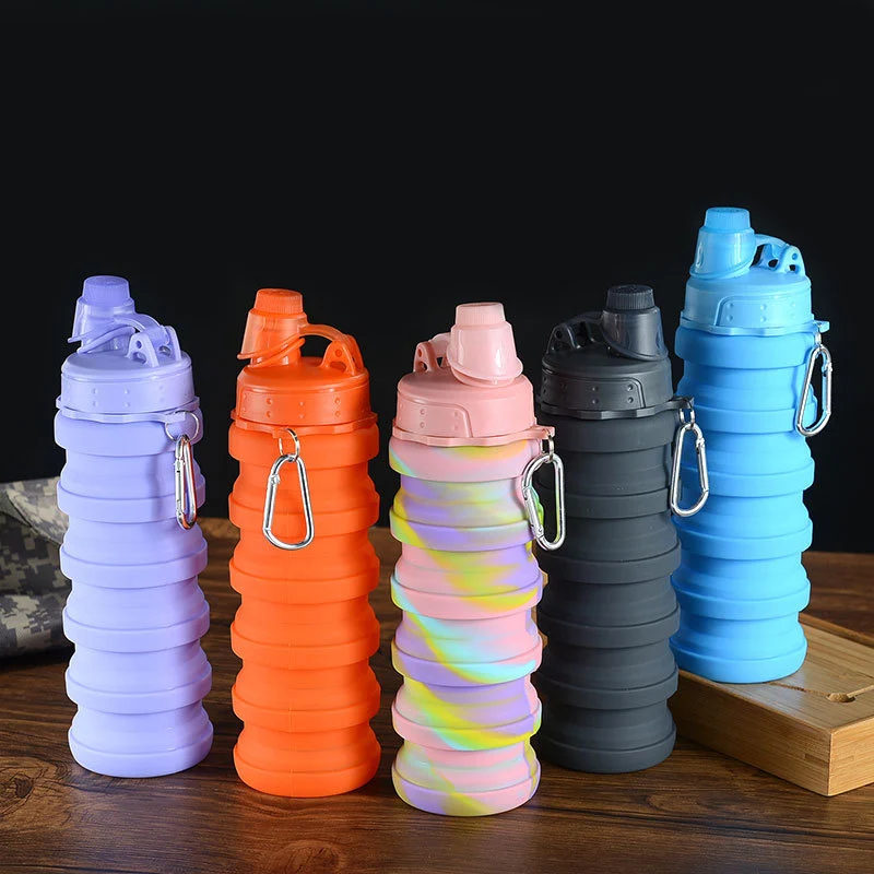 Neue tragbare Silikon-Wasserflasche, einziehbar, zusammenklappbar, Kaffeeflasche, Tassen, E, Outdoor-Reisewerkzeuge, zusammenklappbare Sportflaschen – Detail 8