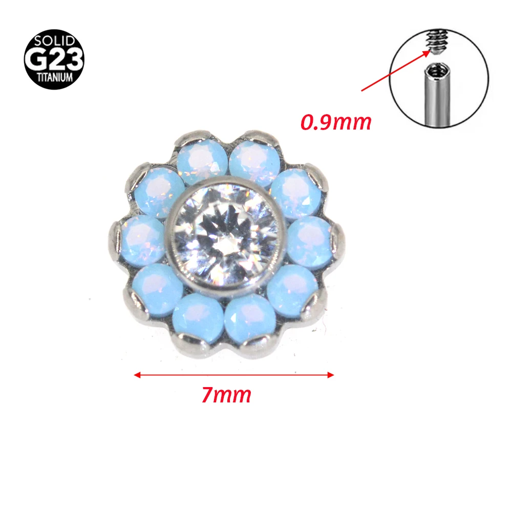 2023 New Tranding16G 1PC Flower Dermal Women Jewelry F136 Titanium Opal Cartilage Ear Diver Piercing Zircon Flower Micro Dermal