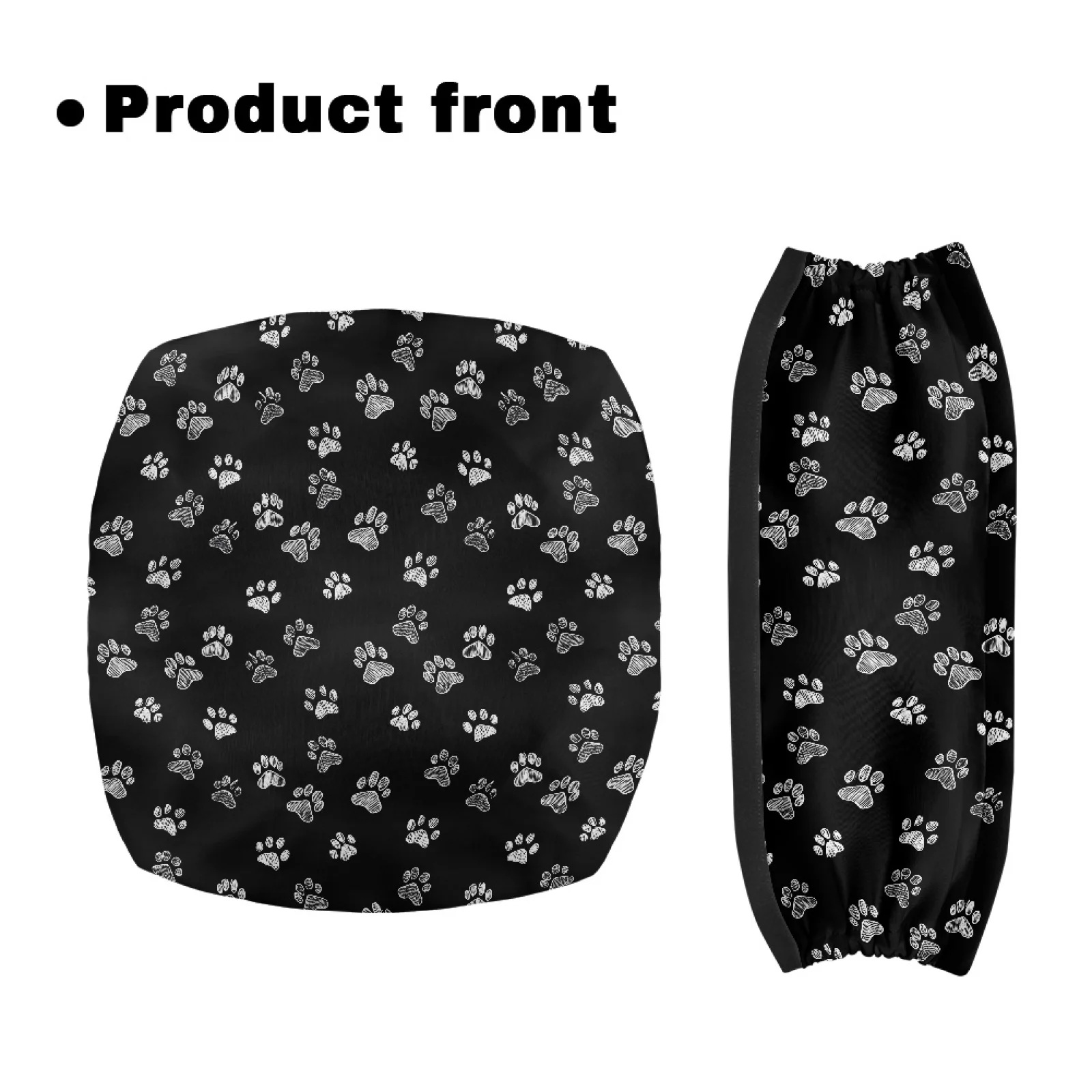 Coloranimal Black White Paw 2PCS Rollator Seat Covers Polyester Fabric Rollator Seat Back Cover for Friends
