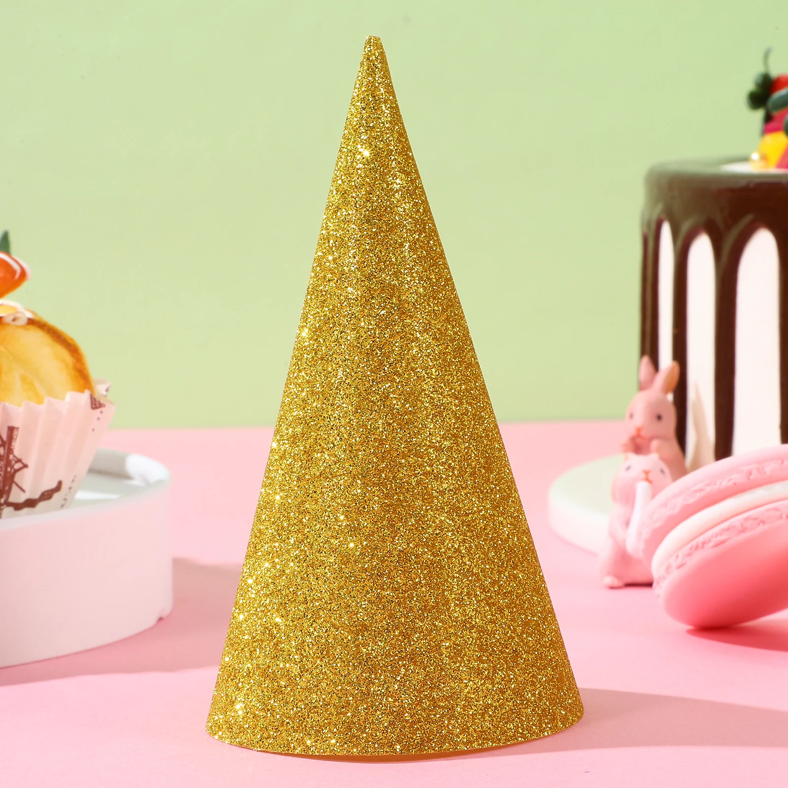 

12 Pcs Hats Golden Conical Caps for Kids Adults Party Decorations Party Hats For Adults Celebrations Holiday Gifts