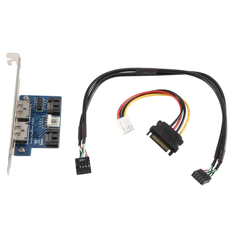 B63B-Dual Port Sata To 5V 12V Power Over Esata USB Port Adapter Convert Expansion Converter Card Connect To 2.5 Inch 3.5 Inch Ha