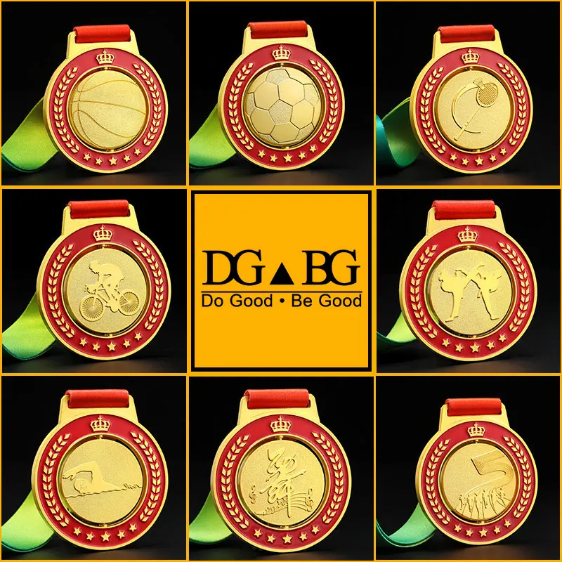جائزة كأس الميداليات الذهبية للجري مع أشرطة الرقبة وسام سريع وسام تذكارية مختلفة جائزة رياضية للمدرسة مصنوعة حسب الطلب #6