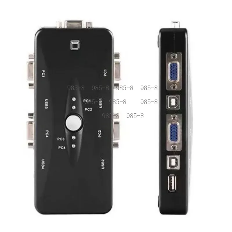 4 Ports VGA KVM Switch Box With USB 2.0 Interface, Shared Control Device For Keyboard Mouse