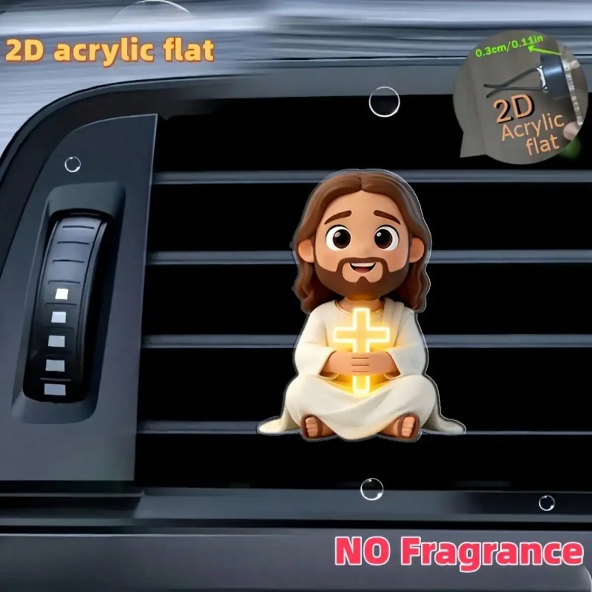 2D Flat Jesus Holding Cross Pattern Car Air Vent Clip Decor, Fragrance Diffuser, Perfect Holiday Gift, Refreshes Car Interior, Cute Car Decor, Angel Shaped Car Accessory, Random Fragrance, Customizable Fragrance Oil. Best Gift For Women - Ideal For Mom,