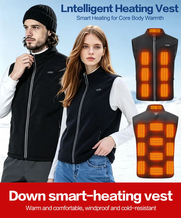 Zone 17 Intelligente Heizweste mit Reißverschluss, Isolierende und Wärmeisolierende Jacke für Outdoor-Aktivitäten, ohne Powerpack. Ca – Detail 1