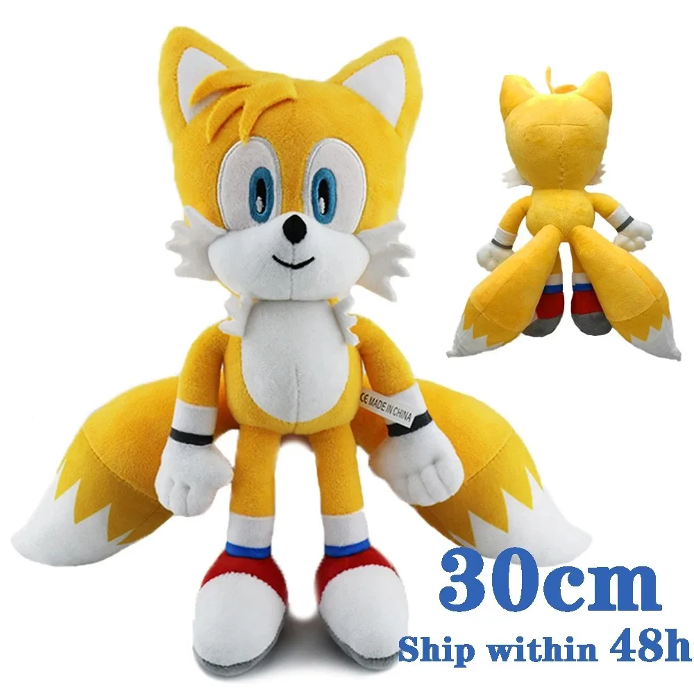 30CM Super Sonic Plush Toy The Hedgehog Amy Rose Knuckles Tails Cute Cartoon Soft Stuffed Doll Birthday Gift For Children