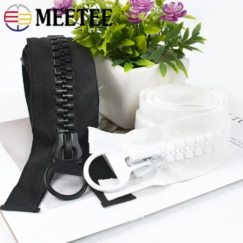 Meetee 1Pc 20# Large Resin Zipper 60-500cm Open-End Long Zip Closure for Jacket Coat Tent Zippers Replacement Sewing Accessories