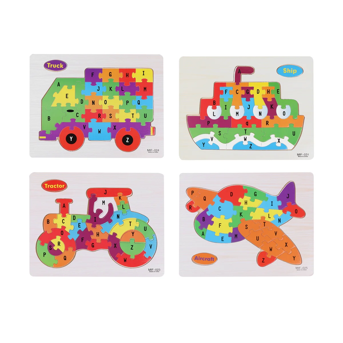 4 Pcs Puzzle Child Toddler Kids Puzzles Preschool Peg Toy for Bamboo Alphabet Jigsaw