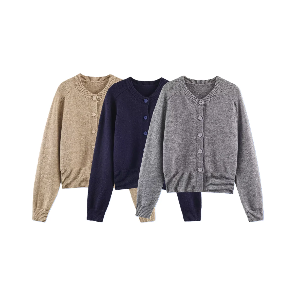 

2025 Winter New Women's Casual Elegant Versatile Round Neck Single-Breasted Long-Sleeve Knitted Cardigan Sweater Coat