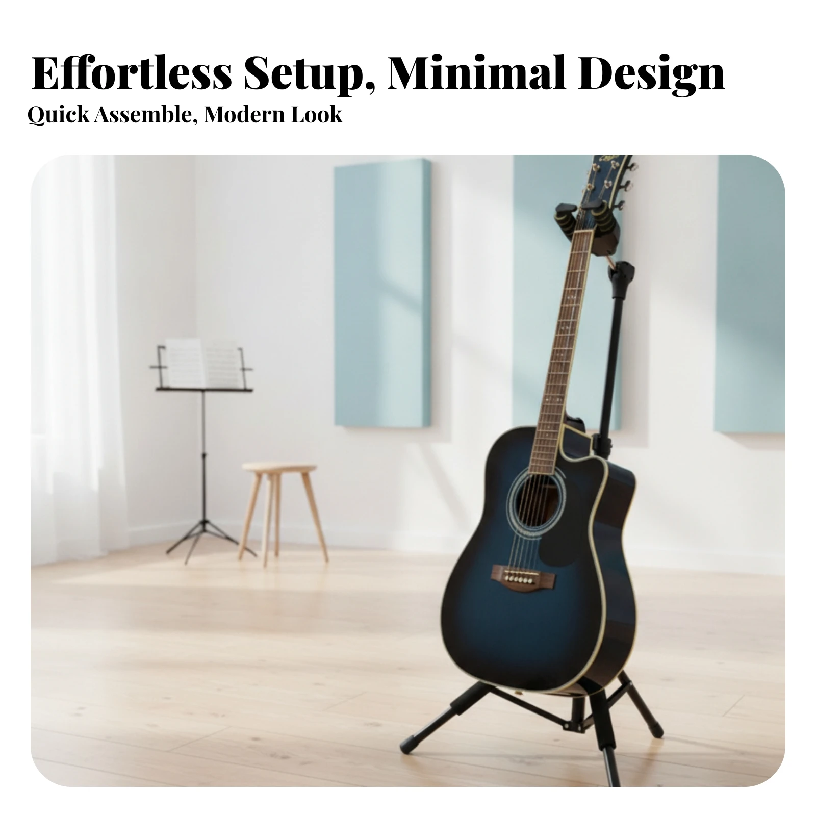 Folding Guitar Stand Foldable Tripod Guitar Stand Music Gear Padded Foam-Covered image 2