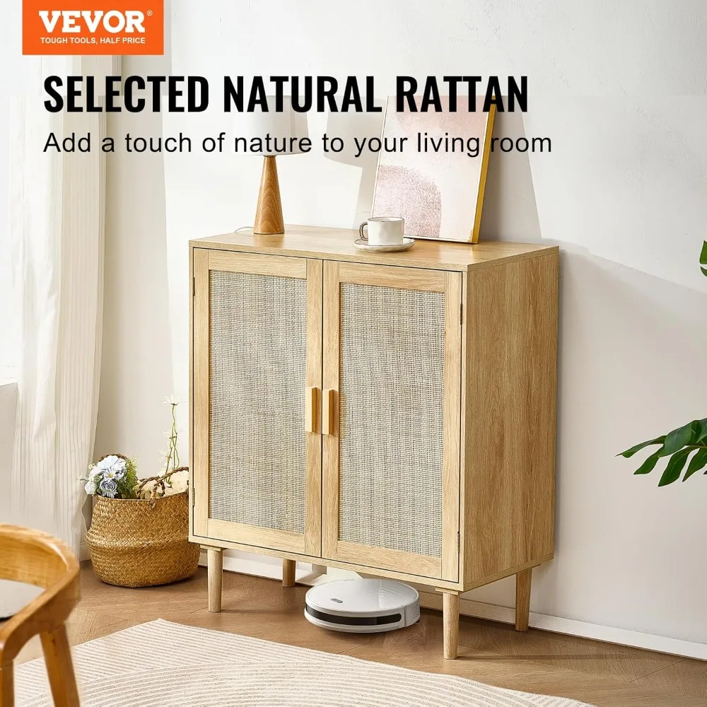 Szafka rattanowa, bufet z 2 drzwiami magnetycznymi i regulowanymi półkami, komoda do przedpokoju, holu, salonu.