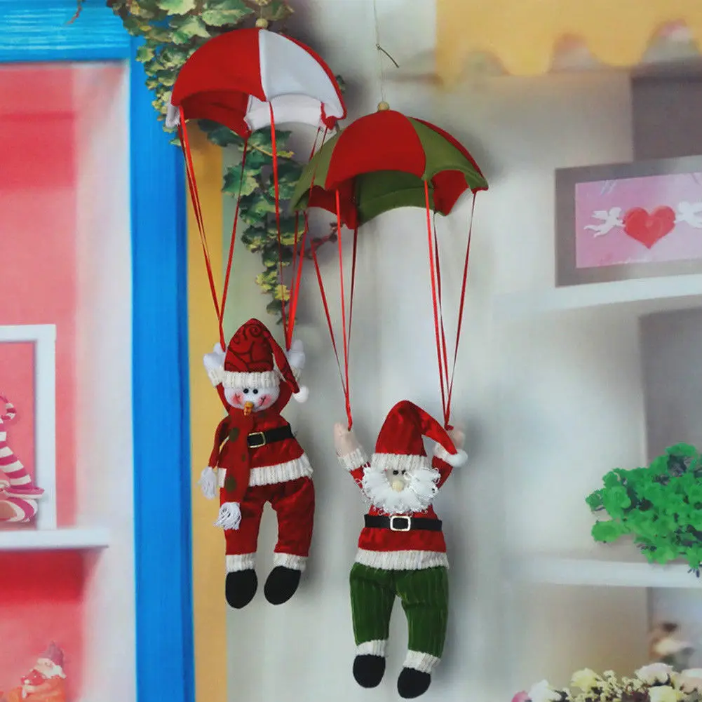 

Christmas Ornaments Hanging Green Small Decorative Holiday Parachute Xmas Tree Snowman Santa Claus Party DIY Christmas Gifts