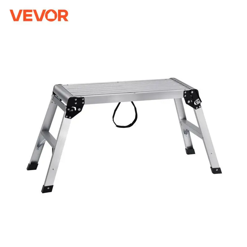 VEVOR Folding Work Platform 330 lbs Load Capacity Aluminum Drywall Stool Ladder Heavy Duty Work Bench w/ Non-Slip Feet 