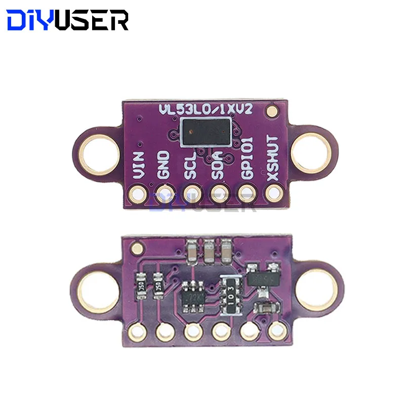 DIYUSER VL53L0X Time-of-Flight (ToF) Laser Ranging Sensor Breakout 940nm GY-VL53L0XV2 Laser Distance Module I2C IIC 25MM*10.7MM